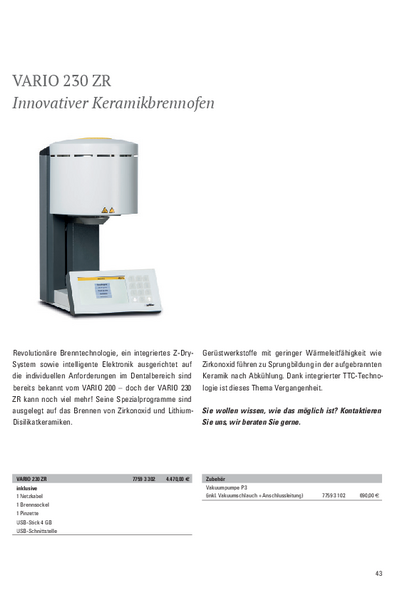 Produktblatt mit Preisen