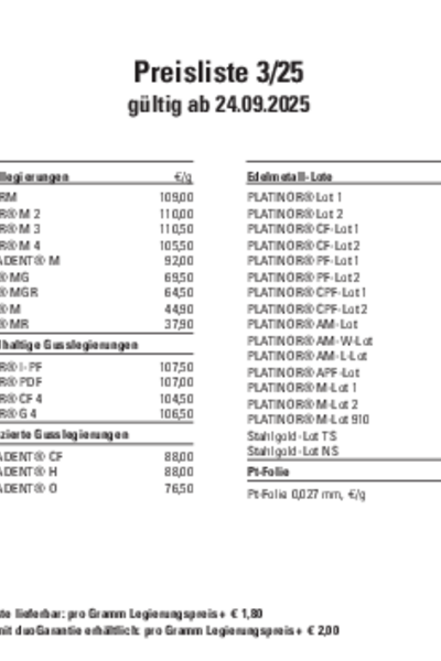Preisliste