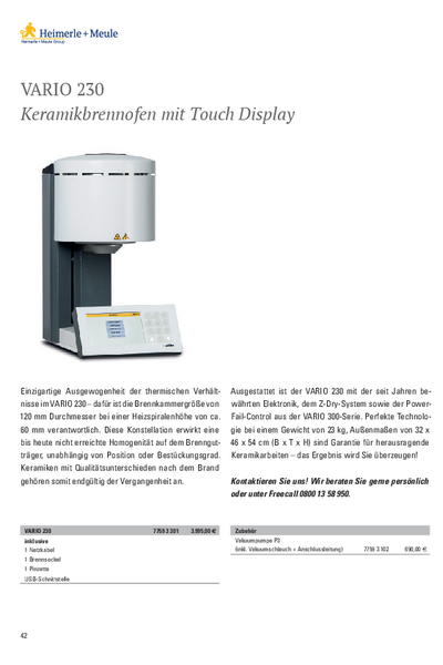 Prospektblatt mit Preisen