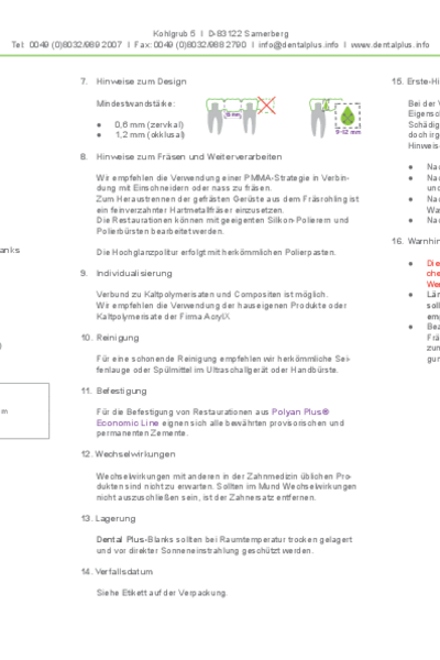 Gebrauchsanweisung PMMA Economic Line