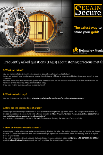 Frequently asked questions (FAQs) about storing precious metals